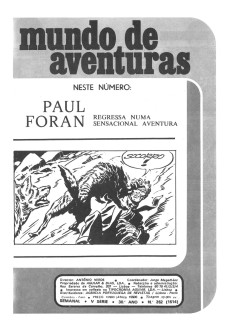 Extrait de Mundo de Aventuras (Série 2) -262- Paul Foran, A Sombra do Gorila