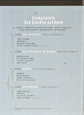 Verso de Complainte des Landes perdues -3PUB2024- Sioban 3 - Dame Gerfaut