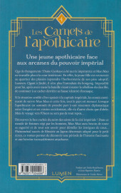 Verso de Les carnets de l'Apothicaire -Roman4- Les Carnets de l'Apothicaire - Roman 4